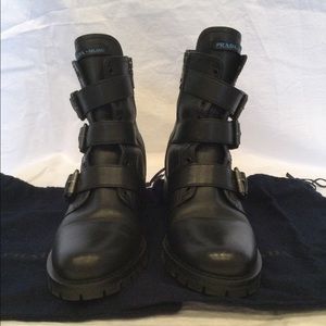 prada triple buckle combat boot